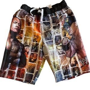WWE Vintage Youth All Over Print John Cena The Rock Swim Board Shorts XL 14/16